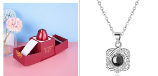 Hot Valentine's Day Gifts Metal Rose Jewelry Gift Box Necklace - Image 5