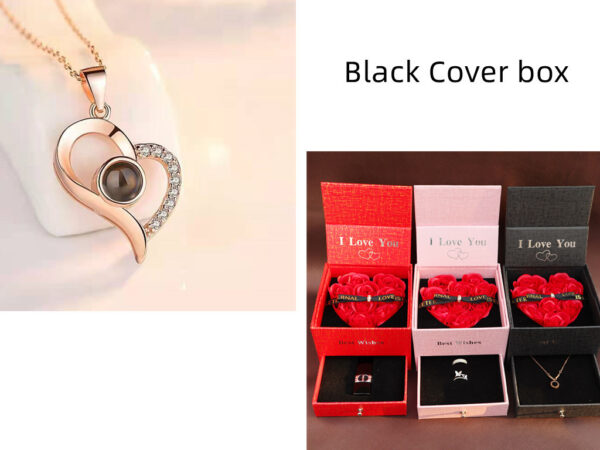 Hot Valentine's Day Gifts Metal Rose Jewelry Gift Box Necklace - Image 2