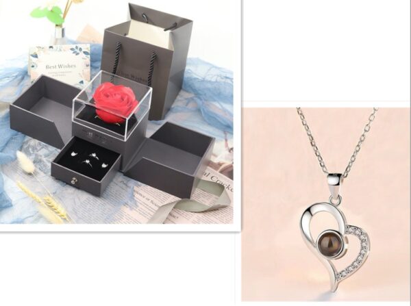 Hot Valentine's Day Gifts Metal Rose Jewelry Gift Box Necklace - Image 8